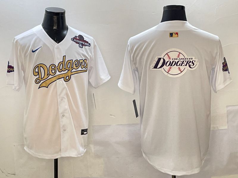Men Los Angeles Dodgers Blank White Champion gold character 2025 Nike MLB Jersey style 25